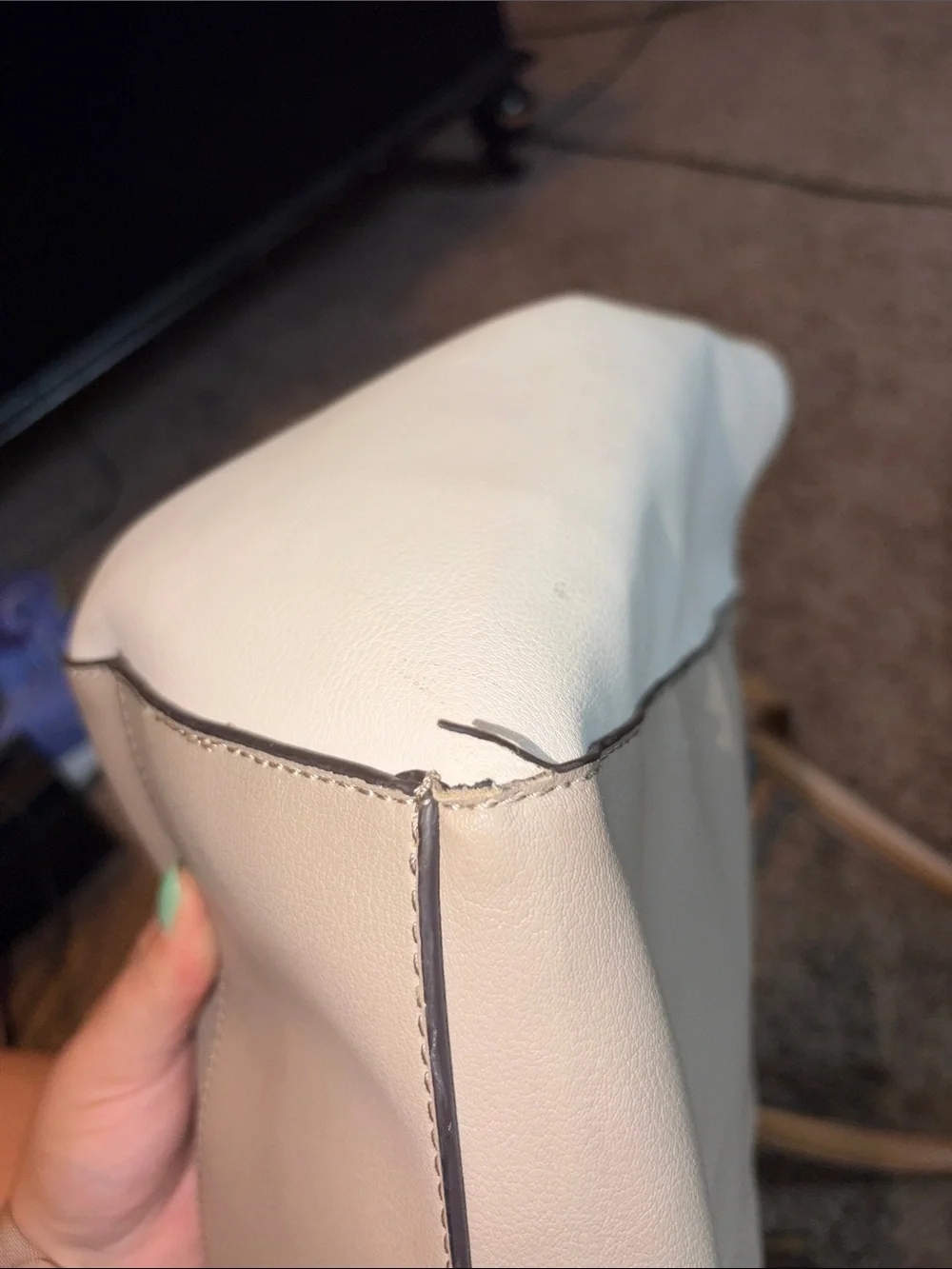 Nine West Two-Tone Beige, White & Tan Leather Tote